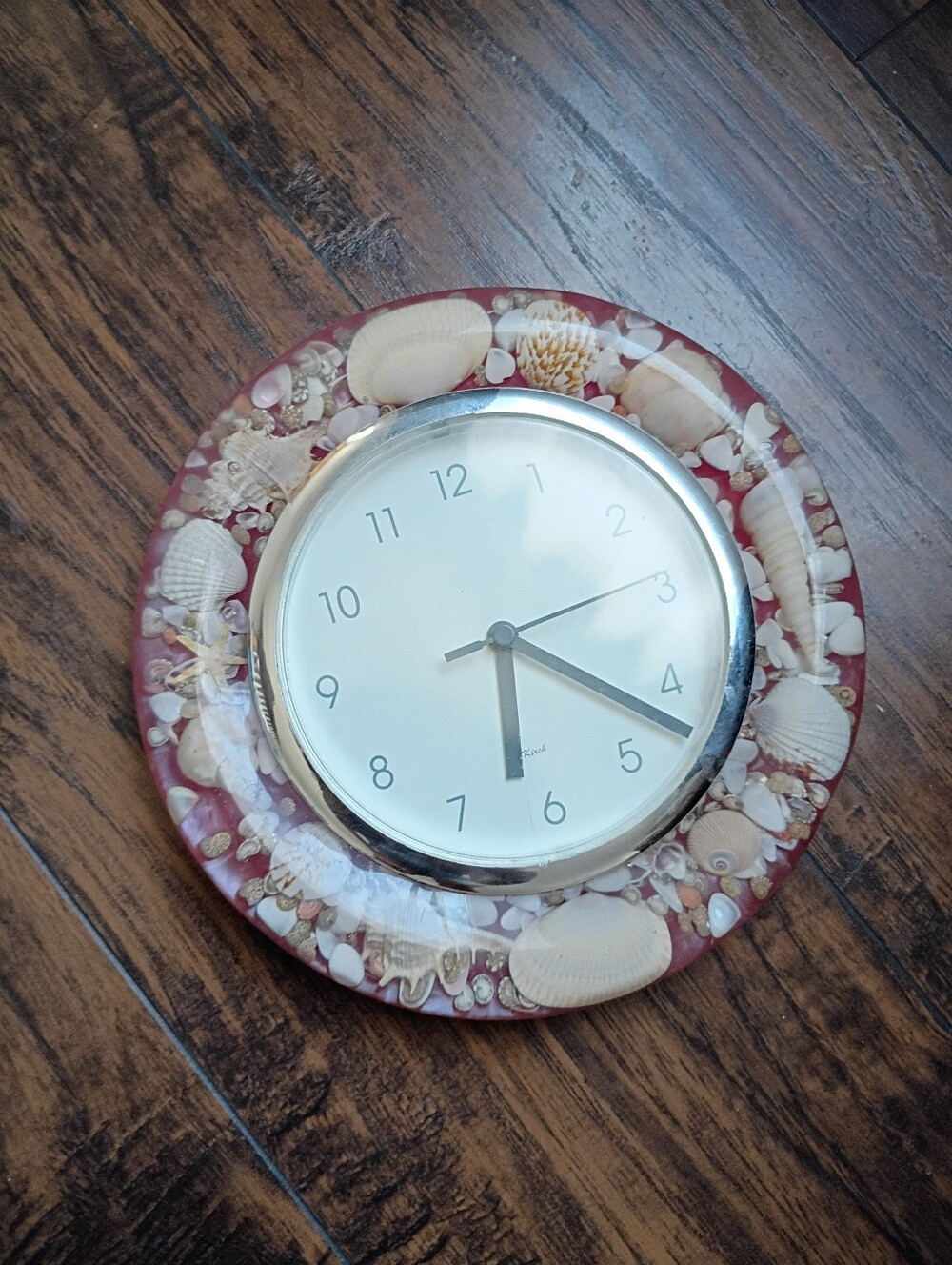 Seashell Accent Wall Clock Pink Marble